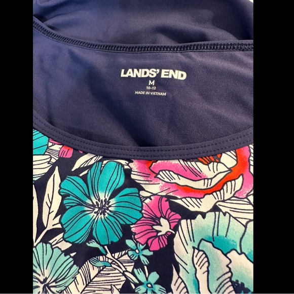 New LANDS’ END Rash Guard Shirt Deep Sea Blossom Floral Crew Neck Ling Sleeve - Picture 7 of 11